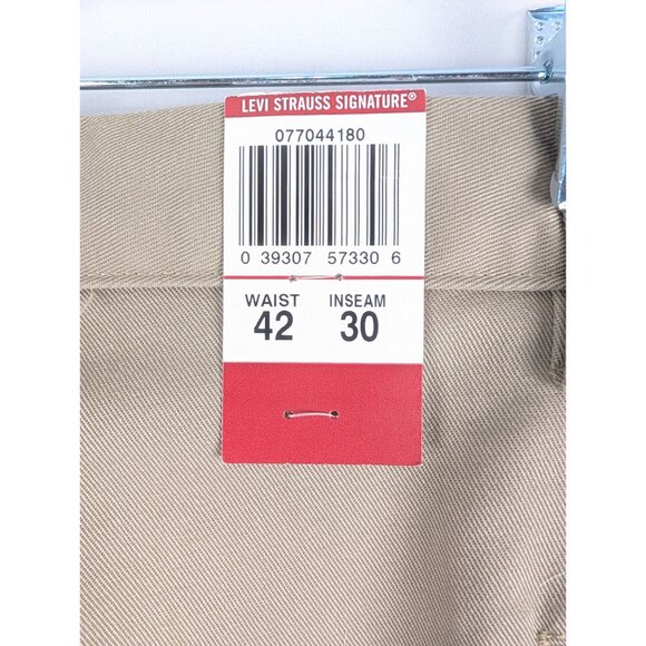 Levis Pants Mens 42x30 Comfort Relaxed Pleated Cuffed Fit Khaki Stretch NWT - Picture 4 of 7